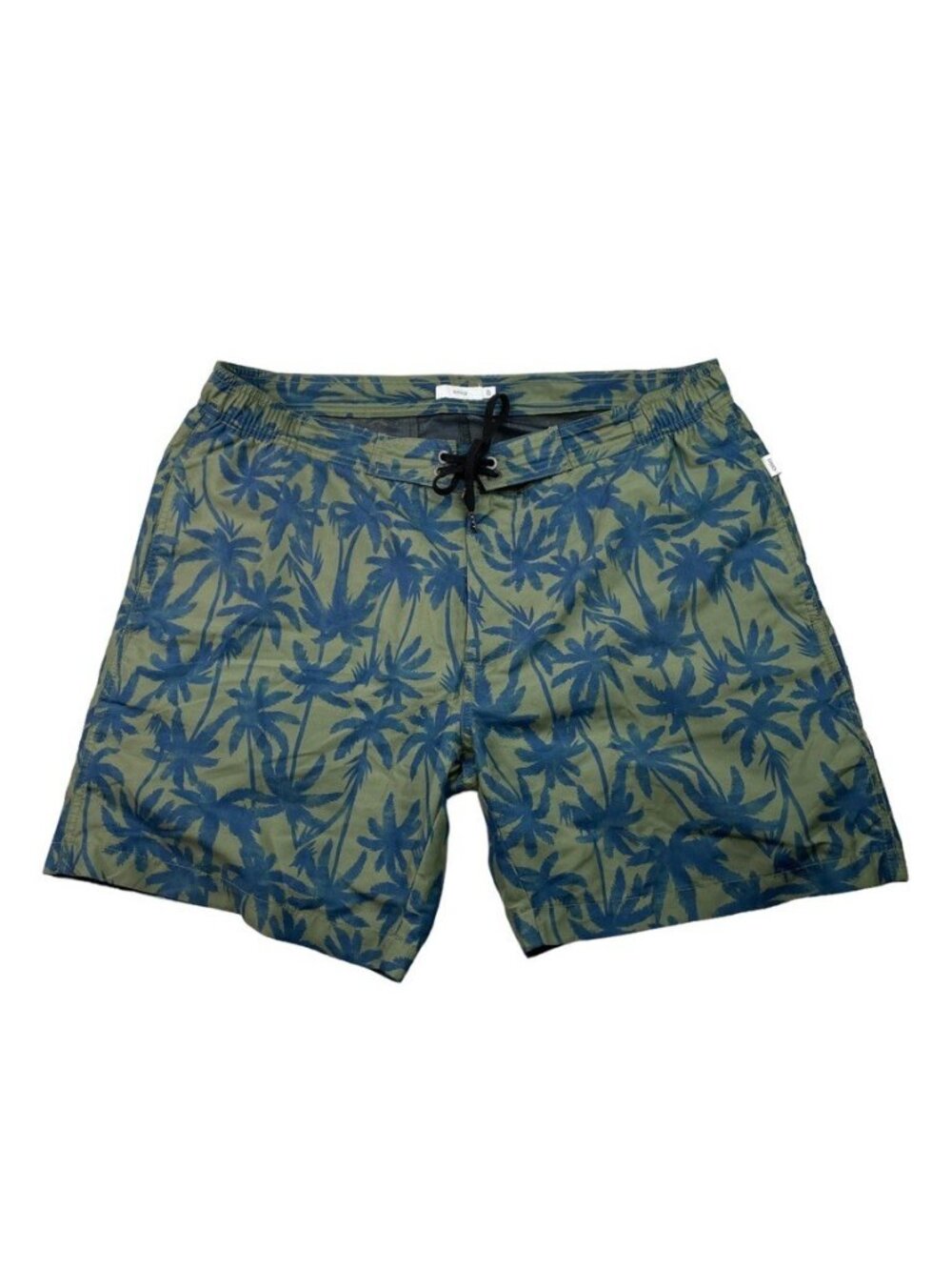 Onia Men's Drawstring Waist Swim Trunks Board Shorts Green/Blue Palm Trees • XL